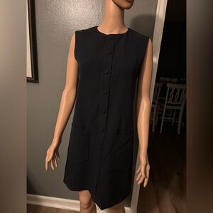 Helmut Lang Navy Button-Front Mini Dress